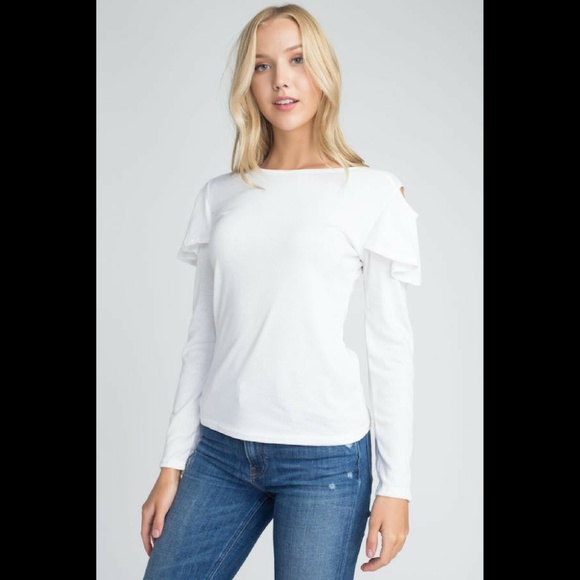 🔥 Women's Cold Shoulder Ruffle Long Sleeve Top - Picture 2 of 4